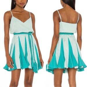 RHODE Women’s Size M Eggshell Blue Sleeveless Rope Tie Belt Pleated Mini Dress